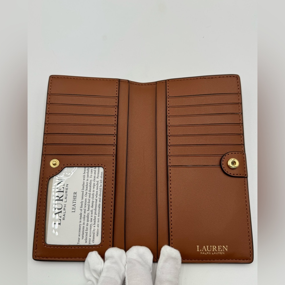 Lauren Ralph Lauren Brown Saffiano Leather Continental Wallet - Picture 5 of 8